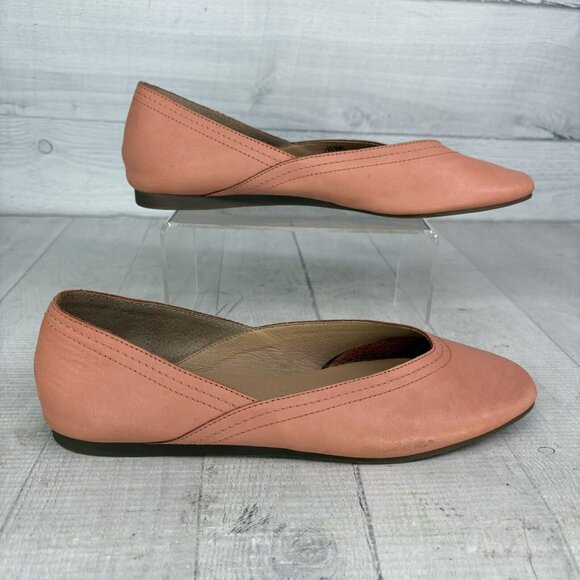 Lucky Brand ALBA Hazel Salmon Leather Slip On Square Toe Ballet Flat Shoe Sz 7 M - Picture 2 of 16
